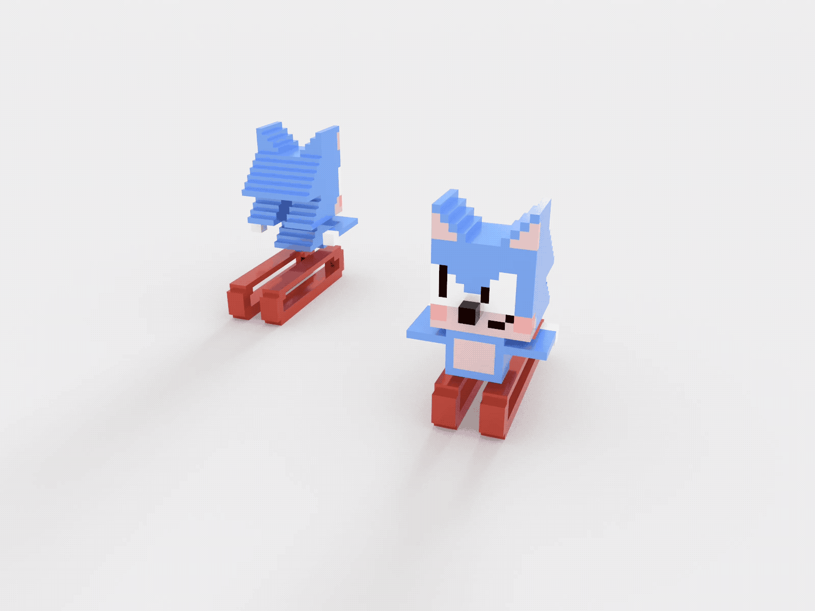 Sonic the Voxel spinning around animation illustration sonic voxel