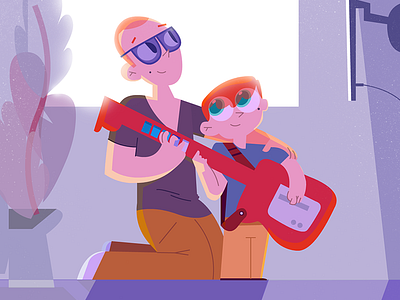 Playtime guitarhero illustration playing son