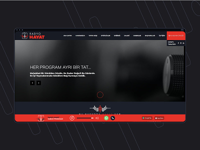 Radyo Hayat clean fullwidth live radio radyo responsive stream tune tunes web webdesign white