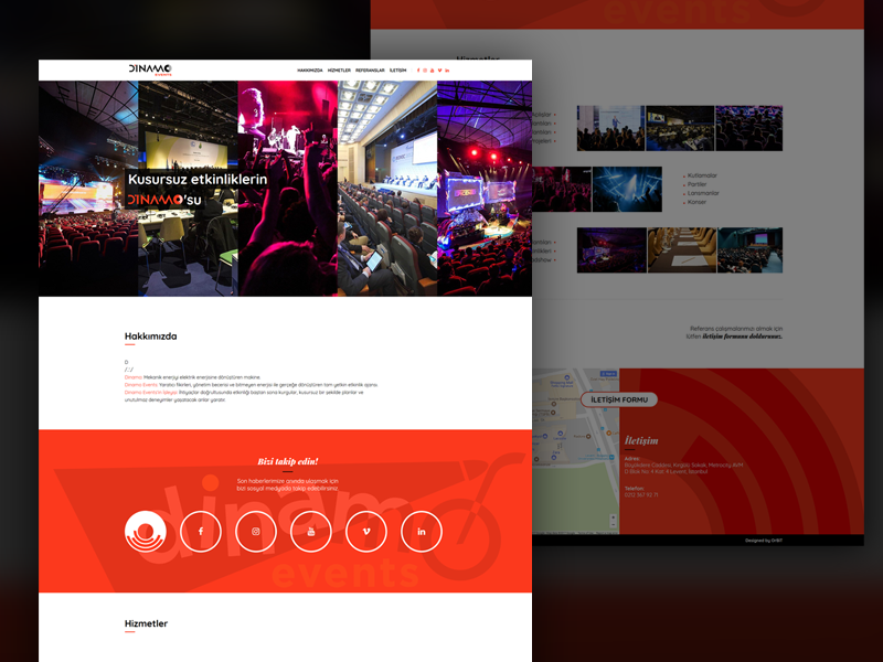 Dinamo Events events black red onepage fullwidth webdesign web white clean responsive