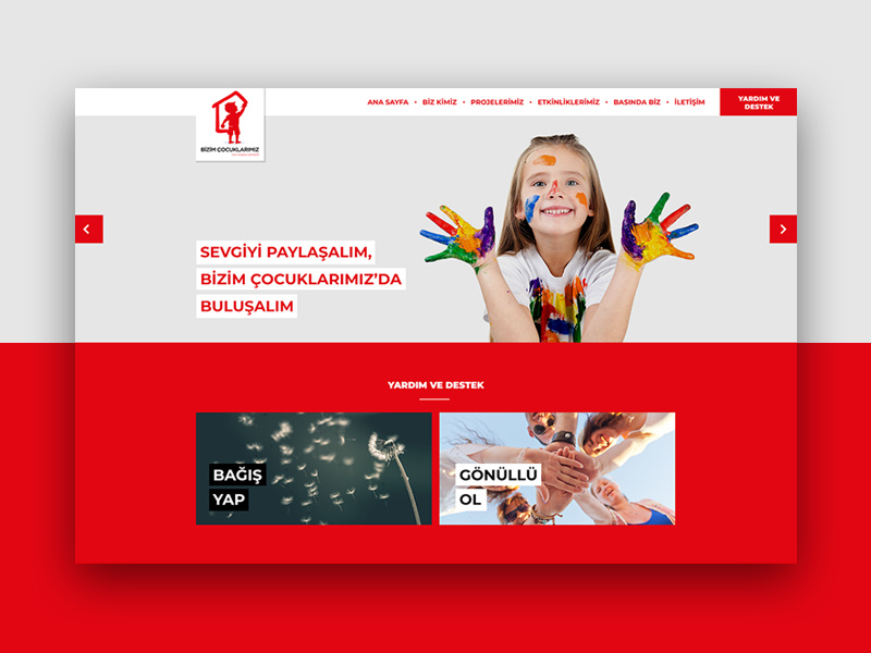 Bizim Çocuklarımız fullwidth webdesign web white responsive clean red girls boys children