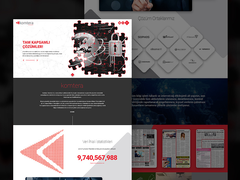 Komtera design black red onepage fullwidth webdesign web white clean responsive