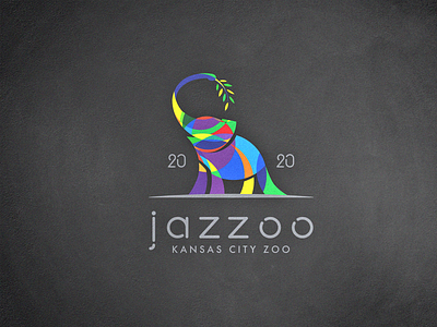 Jazzoo - Kansas City Zoo - USA animal branding clean clever colorful concept design elephant flat golden ratio jazzoo kansas logo logo design minimal professional logo vector wildlife zoo