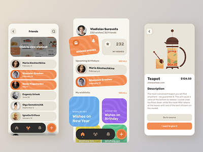 Wishlist App | UI/UX Design app app design birhdays catalog concept gift illustration interface mobile app mobile app design present retro app wish wish list wishlist