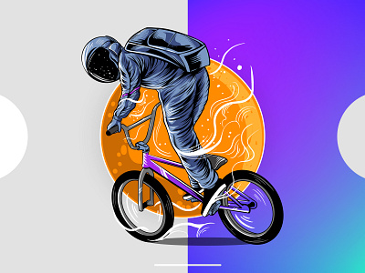 Astronaut riding bmx vector illustration