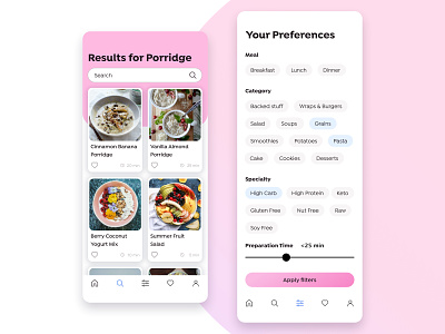 Recipe App app design app ui cooking app filters food app recipe app search bar ui design vegan