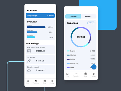 Money Saving App app design expenses money money saving savings ui design