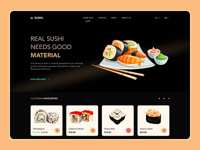 Sushi Online Shop app design clean clean design clean ui design figma food food shop inspiration interface mirxvali online shop online shopping shop sushi sushi online shop ui ux web webdesign