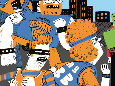 Picking Sides basketball characters gang hemispheres illustration knicks new york city