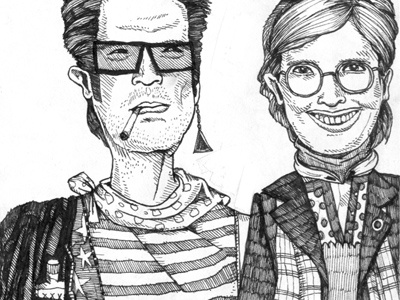 punk and preppy shared the scene american flag black and white character cigarette doodle drawing glasses hair illustration outfit pen and ink portrait sketch sketchbook sunglasses