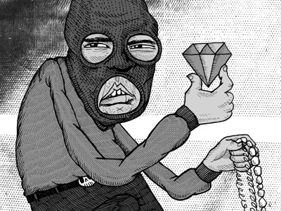 Jewel Thief black and white character criminal diamond grey illustration mask robber texture thief