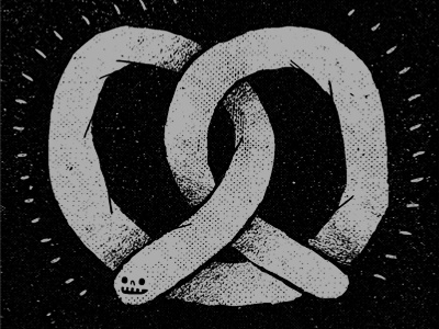 Kletsel Pretzel black character grey icon illustration photocopy pretzel silver snake sticker texture xerox