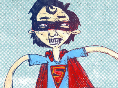 Superkid cape character children comic comics drawing face illustration kid line art mask shirt sky superhero superman texture