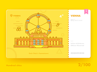 One hundred city ICONS:VIENNA buildings city icon illustration