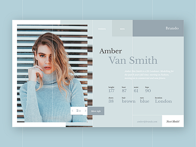 Brando /// Day 02 blue clean layout minimalist models showcase ui design web design