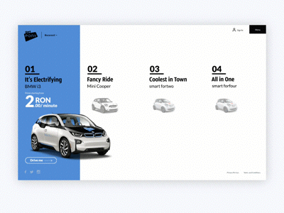 Get Pony /// Day 17 animation bmw car carsharing electric hover interaction price principle rental ui ux