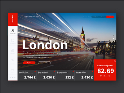 Numbeo /// Day 22 cost database indicators interface landing page london platform salary statistics ui ux