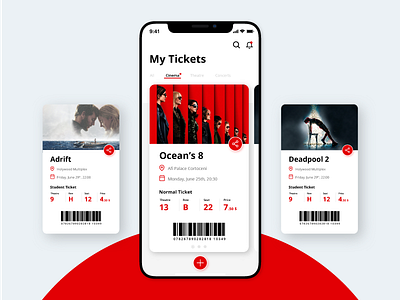 Ticket Keeper /// Day 28 app cards category cinema filter ios iphone x mobile movie ticket ui