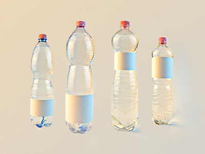 Water bottles mock-up bottle drink food label mineral photo realistic render transparent water