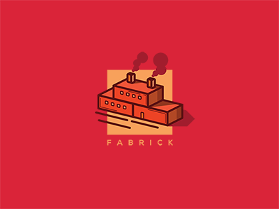 Fabrick logo brick building fabric fabrication fabrick factory hunap hunapstudio orange red