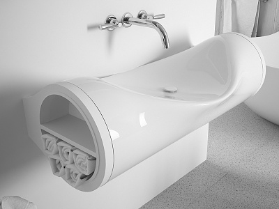 Hollow sink - Laufen bathroom design elegant faucet hunap hunapstudio interior product sink white