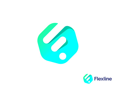 Flexline f flex gradient green letter lines logo