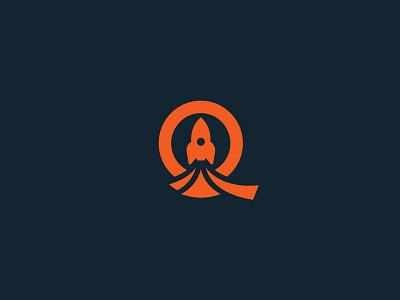 Q letter and a rocket brand clean dailylogochallenge design emblem hunap hunapstudio identity illustration k.apor kapor letter logo minimal plane professional q rocker space studio