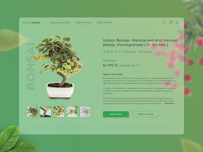 Plant-orium - Shopping page app branding design fresh fruit glass glass morphism green illustration minimal plant shadow ui ux web