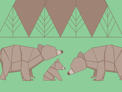 Bears With Background animals babies baby bears dad geometric mom origami