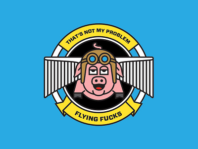 Flying Fucks animals badge flying fucks illustration pig vector