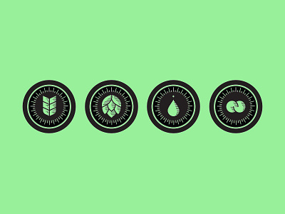 Barley, Hops, Water, Yeast barley beer hops icons ingredients vector water yeast