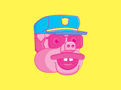 Officer Friendly cops illustration pig police vector