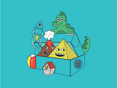 Box of Adventure box children dinos dinosaur illustration kids surprise ride