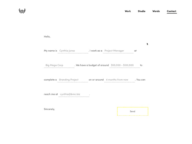 Conversational Form contact design dev form website