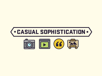 Casual Sophistication Header and Icons art camera design icons logo play quote vector