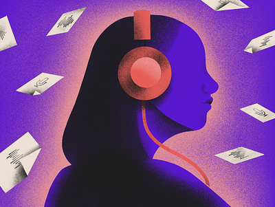 The Best Podcasts article design editorial edpuzzle grain headphones illustration listening music podcast podcast art procreate teacher texture