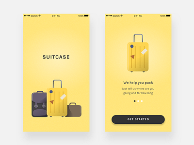 Suitcase app illustration onboarding packing list splash suitcase ui