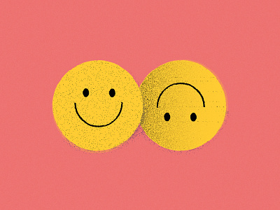Strange Feelin' editorial grain happysad illustration sad smile smiley face texture vector