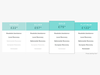 Pricing Table design pricing table web web design website