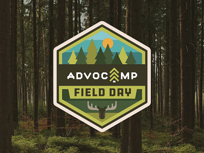 Advocamp Field Day advocamp badge camp event branding forest illustration influitive outdoors vector
