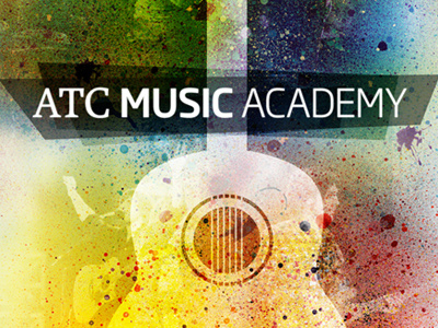 ATC Music Academy collage color guitar music paint splatter texture vector