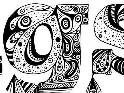 Detail of - Pen Drawing - 'Fancy Things' hand drawn illustration ink type typography