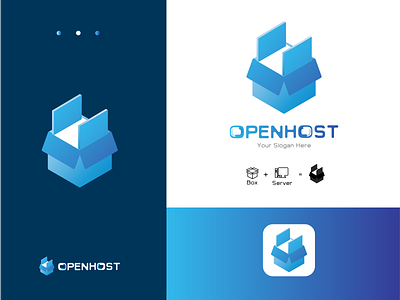 OpenHost Cloud Server Logo alamin araf branding business logo cloud computing graphic design icon design logo design openhost server