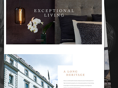 Premium Living clean editorial exceptional gold heritage high luxury modern premium type website white