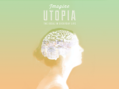 Imagine Utopia brain city imagine poster silhouette utopia warm woman