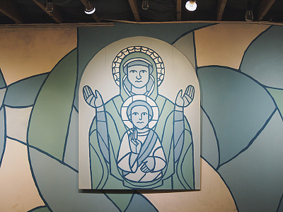 Virgin and Christ child advent christmas church icon iconography mural street art