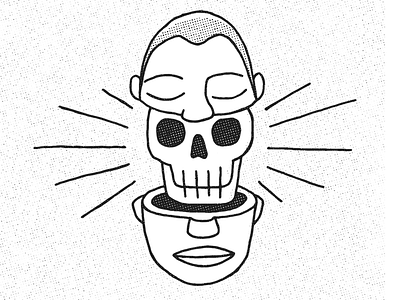 Dead Man Inside dead death face grey halftone illustration man skeleton skull