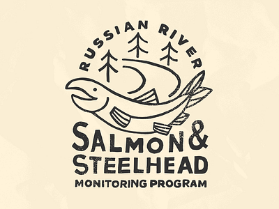 Russian River Salmon & Steelhead fish handlettering illustration ink lettering logo mark river salmon