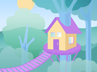 Treehouse forest home house illustration rental tree treehouse vacation vector