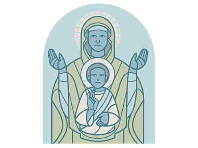 Mother and child church icon iconography illustration jesus mary mother religion vector